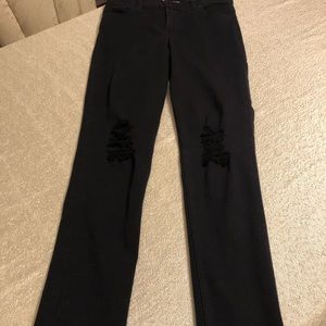 Express black leggings jeans - back pockets cut out knees size 6